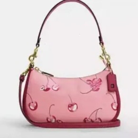 Coach Pink Cherry Print Shoulder Bag Fashion❤️🎉🎉🎉🎉 - Picture 2 of 6